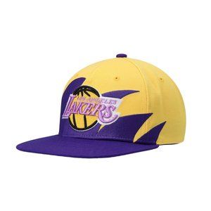 Mitchell & Ness Los Angeles Lakers Shark Tooth Snapback Hat Cap Purple Gold OSFM